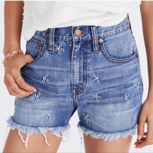 Madewell The Perfect Jean Short Embroidered Daisy denim shorts size 24